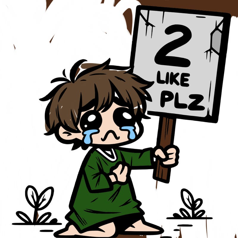 small poor toddler crying with sign that says 2 like plz