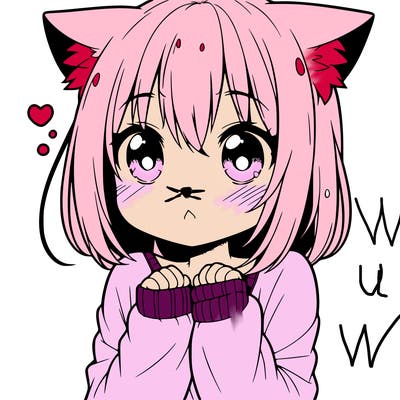 shy anime catgirl