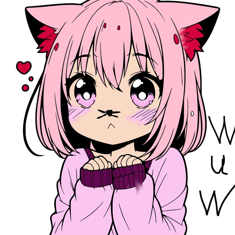shy anime catgirl