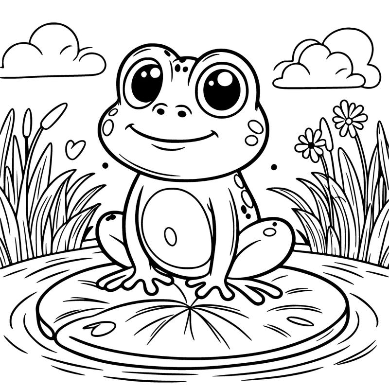 green froggy standing on a lilly pad