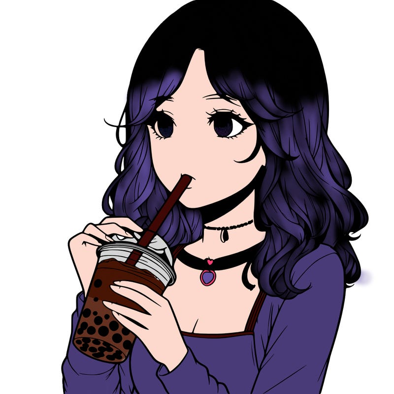 realistic girl drinking boba tea
