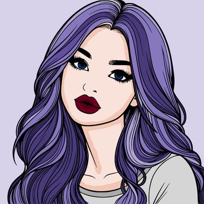 realistic girl with hair on her hair and lips