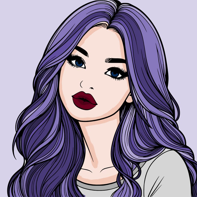 realistic girl with hair on her hair and lips