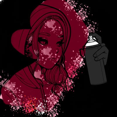 a realistic girl, spray painting