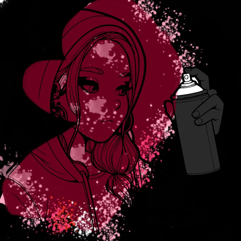 a realistic girl, spray painting