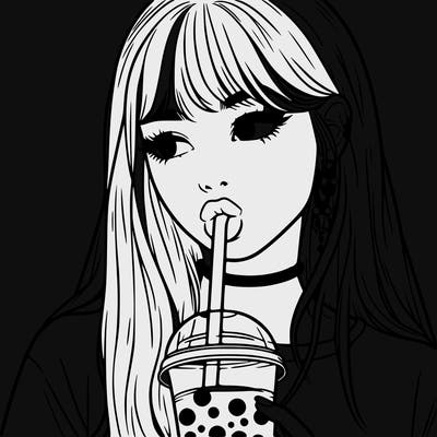 aesthetic realistic girl drinking boba