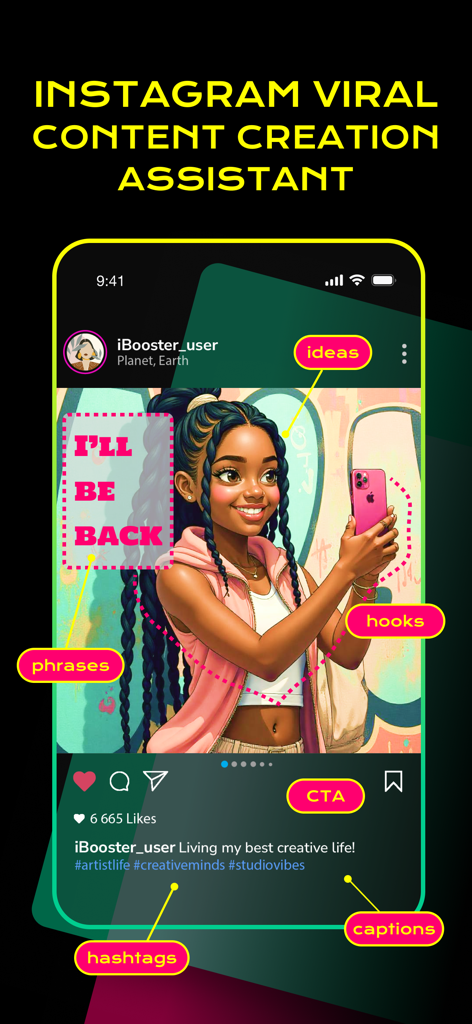 Likes for Instagram: iBooster - フックやハッシュタグなどのバイラル成長機能を持つInstagram投稿レイアウト