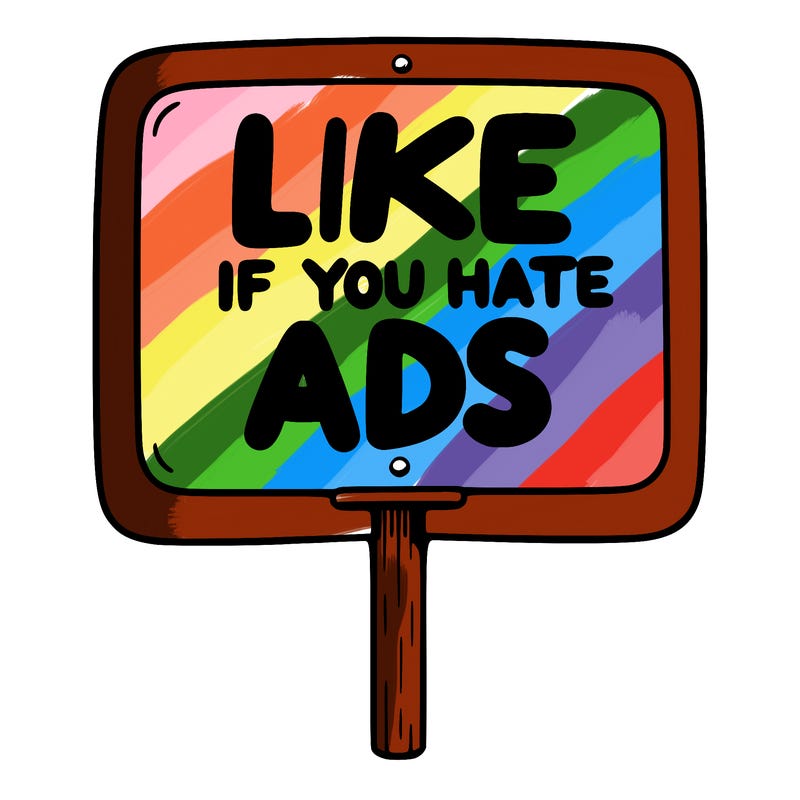 a sign that says like if you hate ads