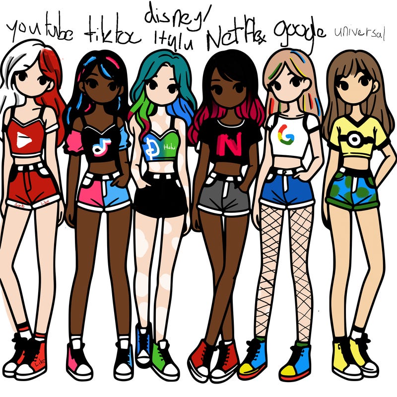 a group of girls wearing crop tops and shorts