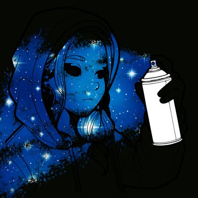 a realistic girl, spray painting