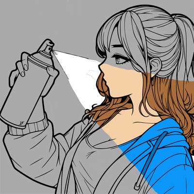 a realistic girl spray, painting