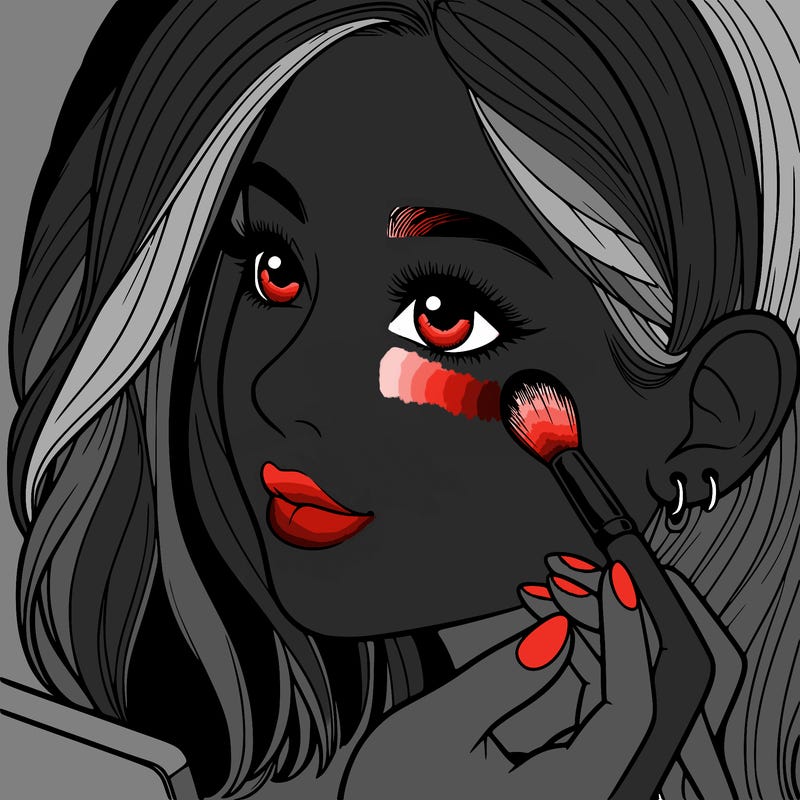 a realistic girl doing her makeup