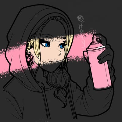 a realistic girl, spray painting