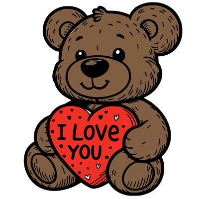 teddy bear holding an i love you heart