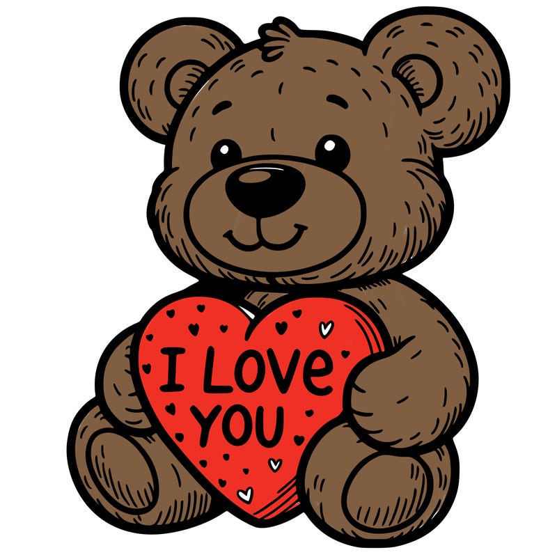 teddy bear holding an i love you heart