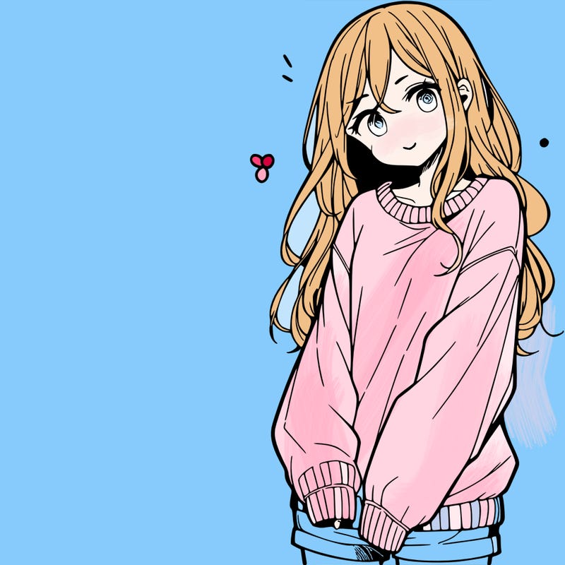 manga teen girl  in a sweater and baggy pants