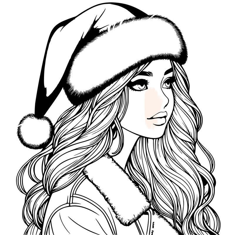 realistic girl in santa hat