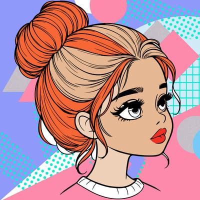 realistic girl with bun