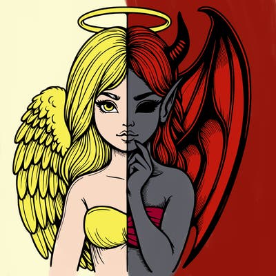 realistic angel half demon