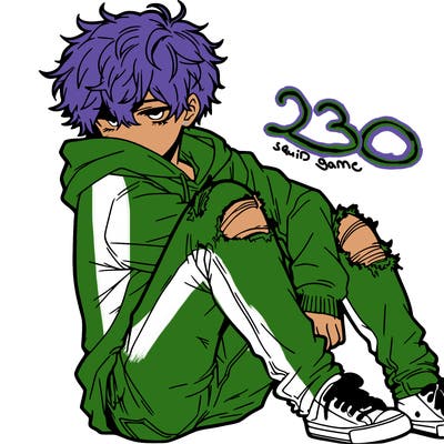 a male hoddie ripped jeans messy hair anime