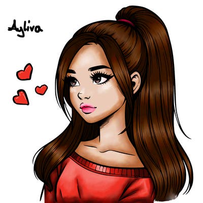 realistic girl with a high ponytail