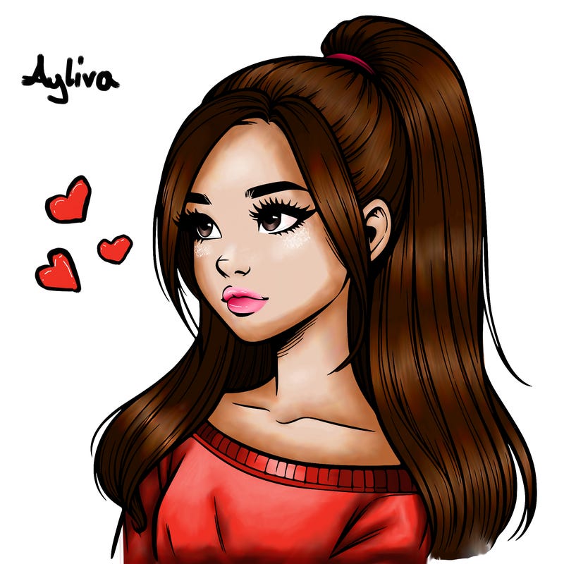 realistic girl with a high ponytail