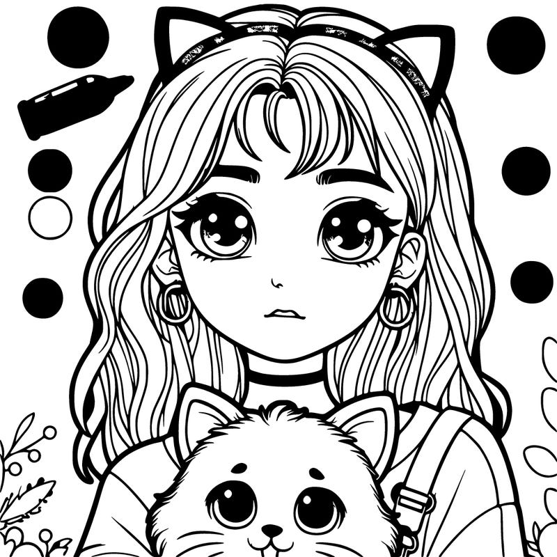 teenager girl with cute pet cat