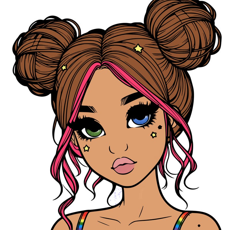 realistic girl with space buns
