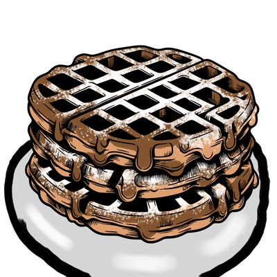 waffle in a detailed and realistic style