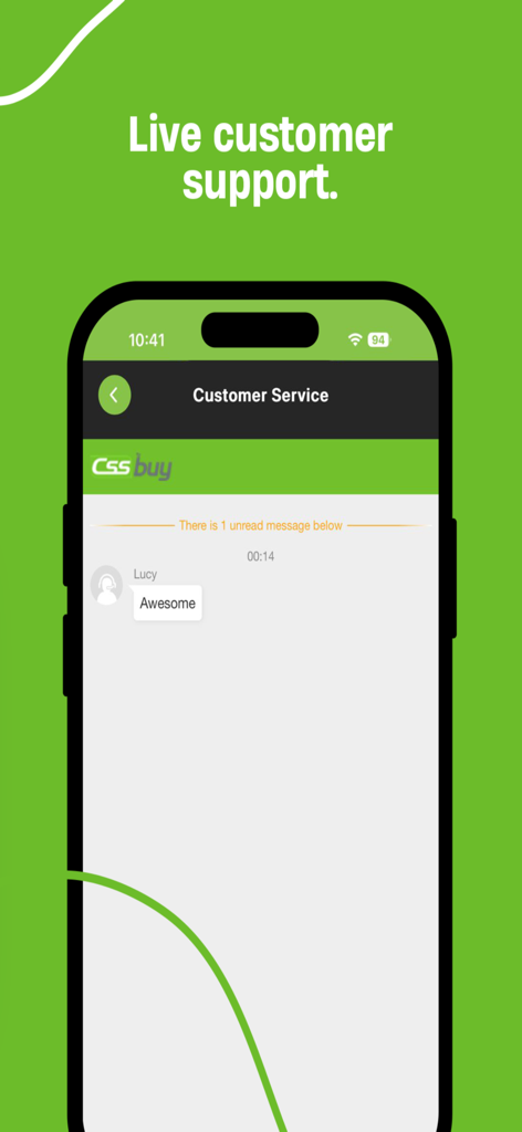CSSBuy - Interfaz de chat de soporte al cliente en vivo de la aplicación CSSBuy
