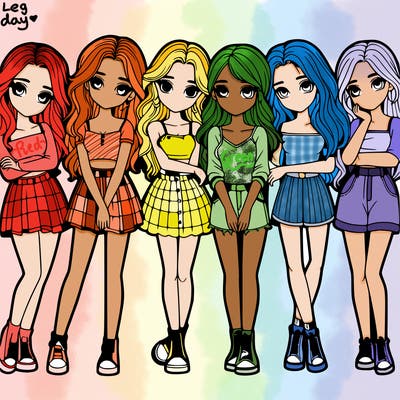 a group of girls realistic