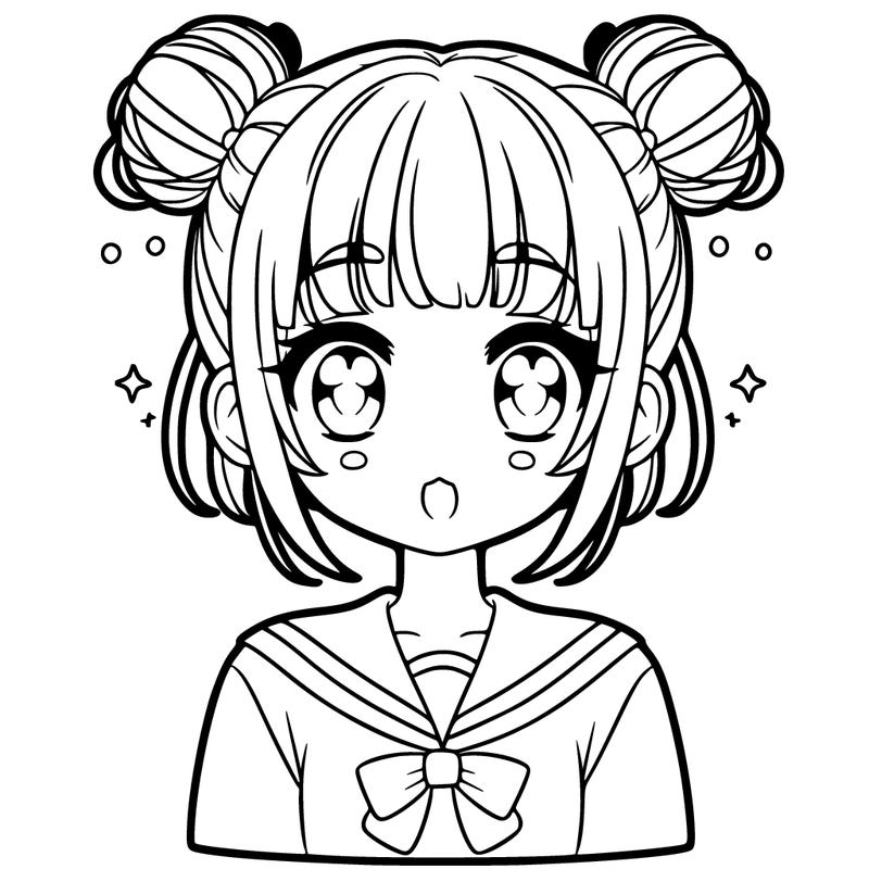 girl with hair in two buns and in anime