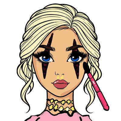 realistic person with makeup