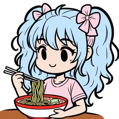 a girl eating ramen