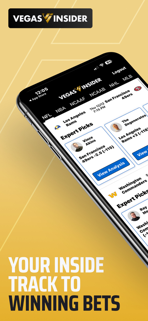 VegasInsider Betting Tips - VegasInsider mobile app interface displaying expert sports betting picks and analysis