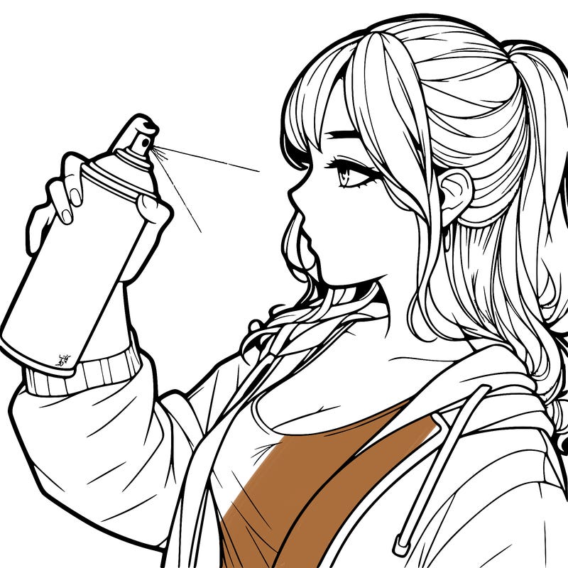 a realistic girl spray, painting