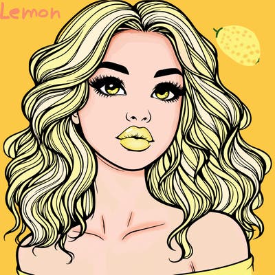 realistic girl with wavy hair and lips