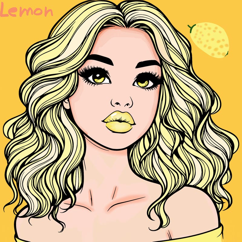 realistic girl with wavy hair and lips