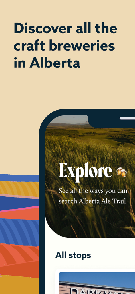 Alberta Ale Trail mobile app interface for discovering local craft breweries