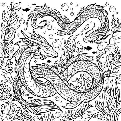Unleash your creativity with this magnificent sea serpent coloring page, specifically designed with seniors in mind. Enjoy large print, clear outlines, and a captivating underwater world perfect for relaxation and cognitive engagement.