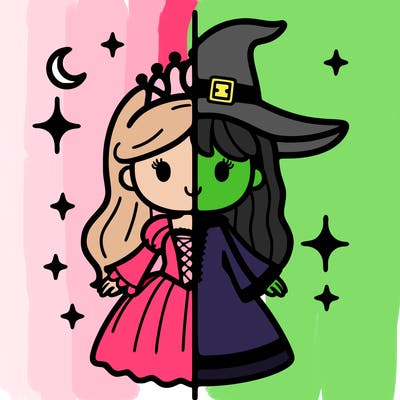 split princess and witch