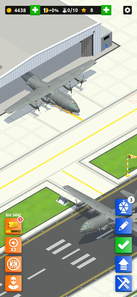 Idle Air Force Base - Military transport aircraft exiting a hangar on an air force base runway