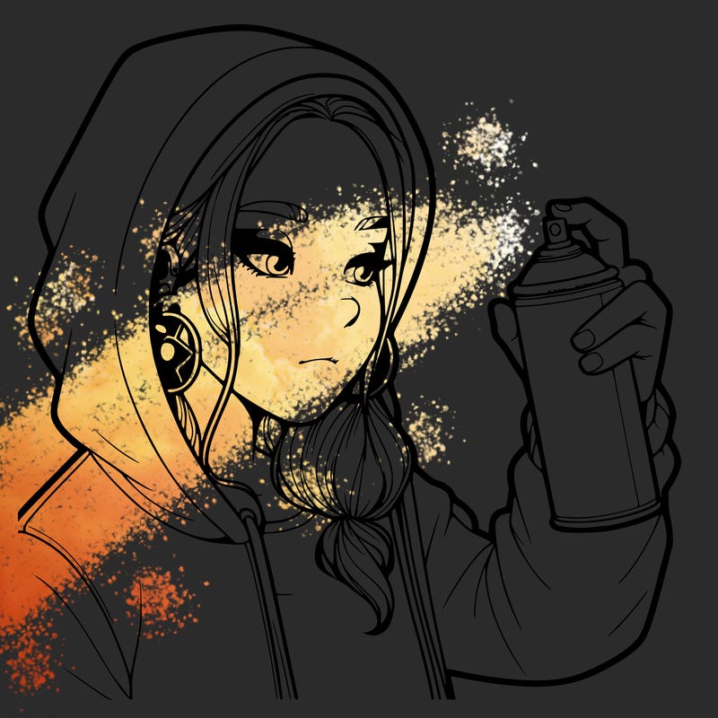 a realistic girl, spray painting