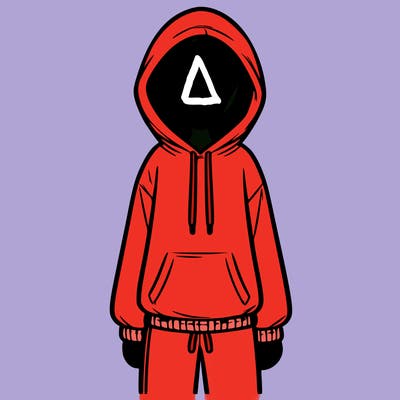 faceless girl in a tracksuit with a hood on and no hair