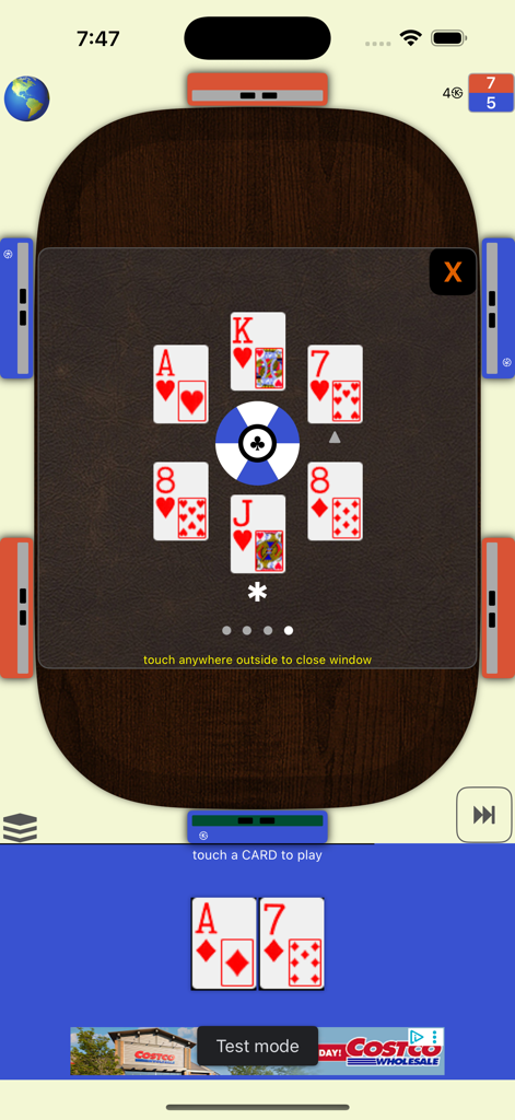 Super 28 - In-game screenshot of Super 28 showing the card table and player cards