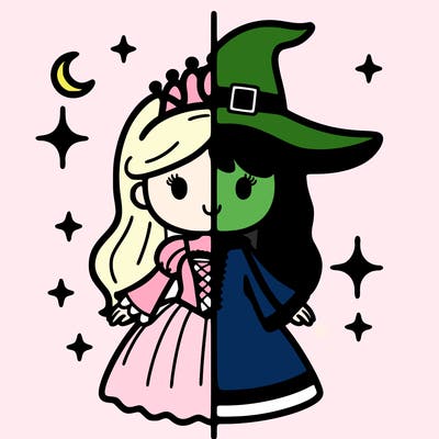 split princess and witch