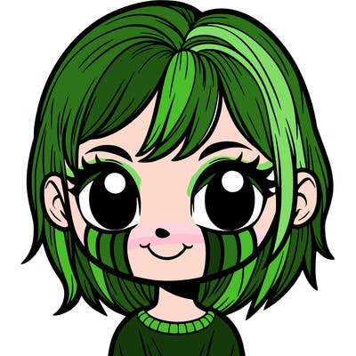 a girl with a creeper face