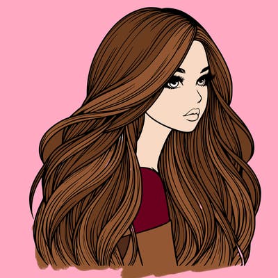 realistic girl with long realistic hair
