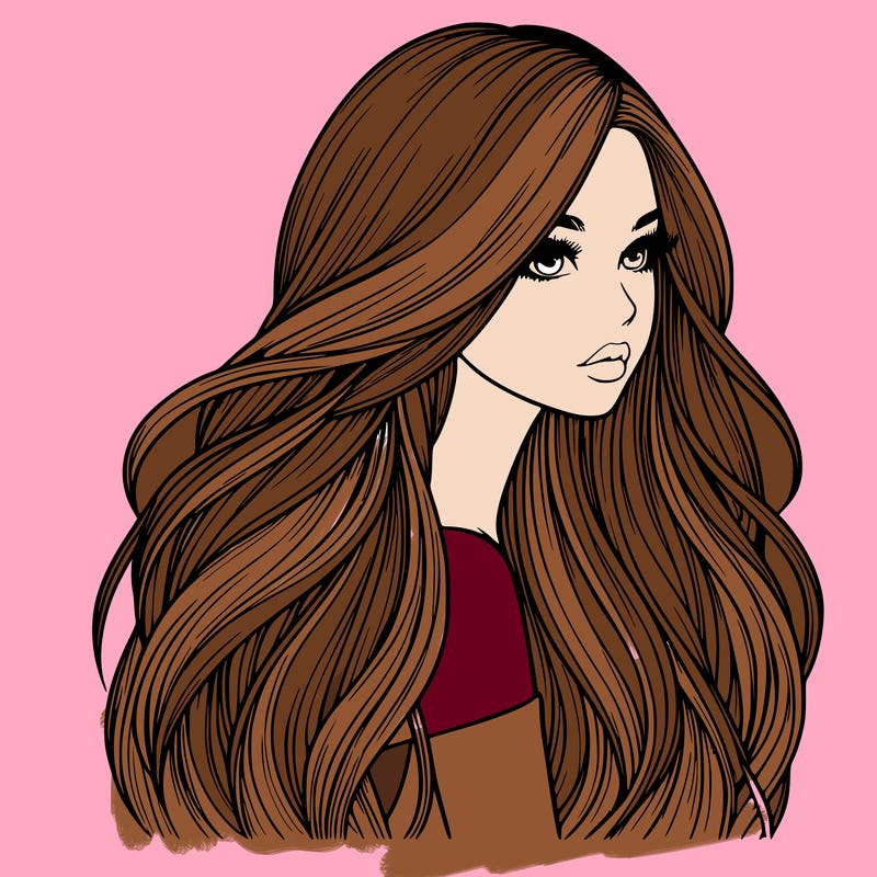 realistic girl with long realistic hair