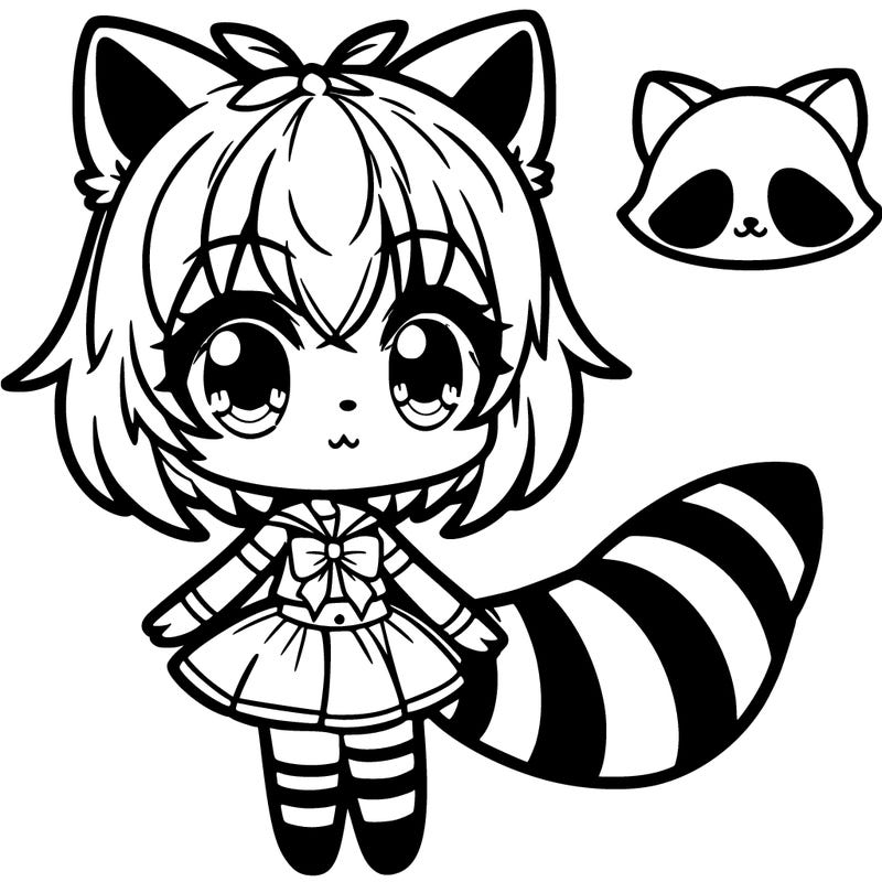 cute raccoon anime girl